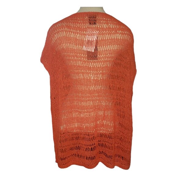 CT1610 LAFAYETTE 148 Bright Orange Crew Neck Knit Sleeveless Sweater M - Picture 3 of 8